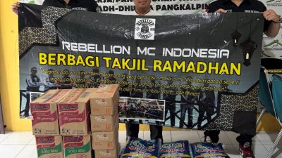 Rebellion MC Indonesia Bagikan 250 Kotak Nasi Takjil dan Bantuan Sembako ke Panti Asuhan di Pangkalpinang